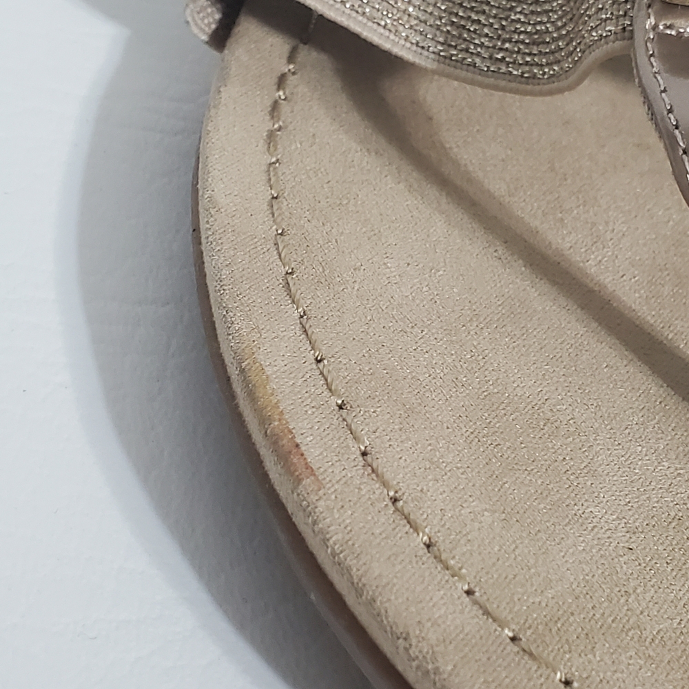 Anne Klein Sport Gold Slide Sandals Elastic Stretch Bands Women's Size 8 - Picture 9 of 10